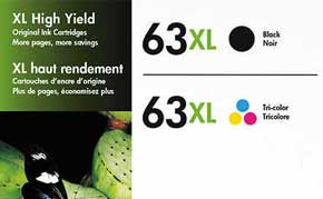 HP 63XL High Yield Black and HP 63XL High Yield Tri-Color Ink Cartridges